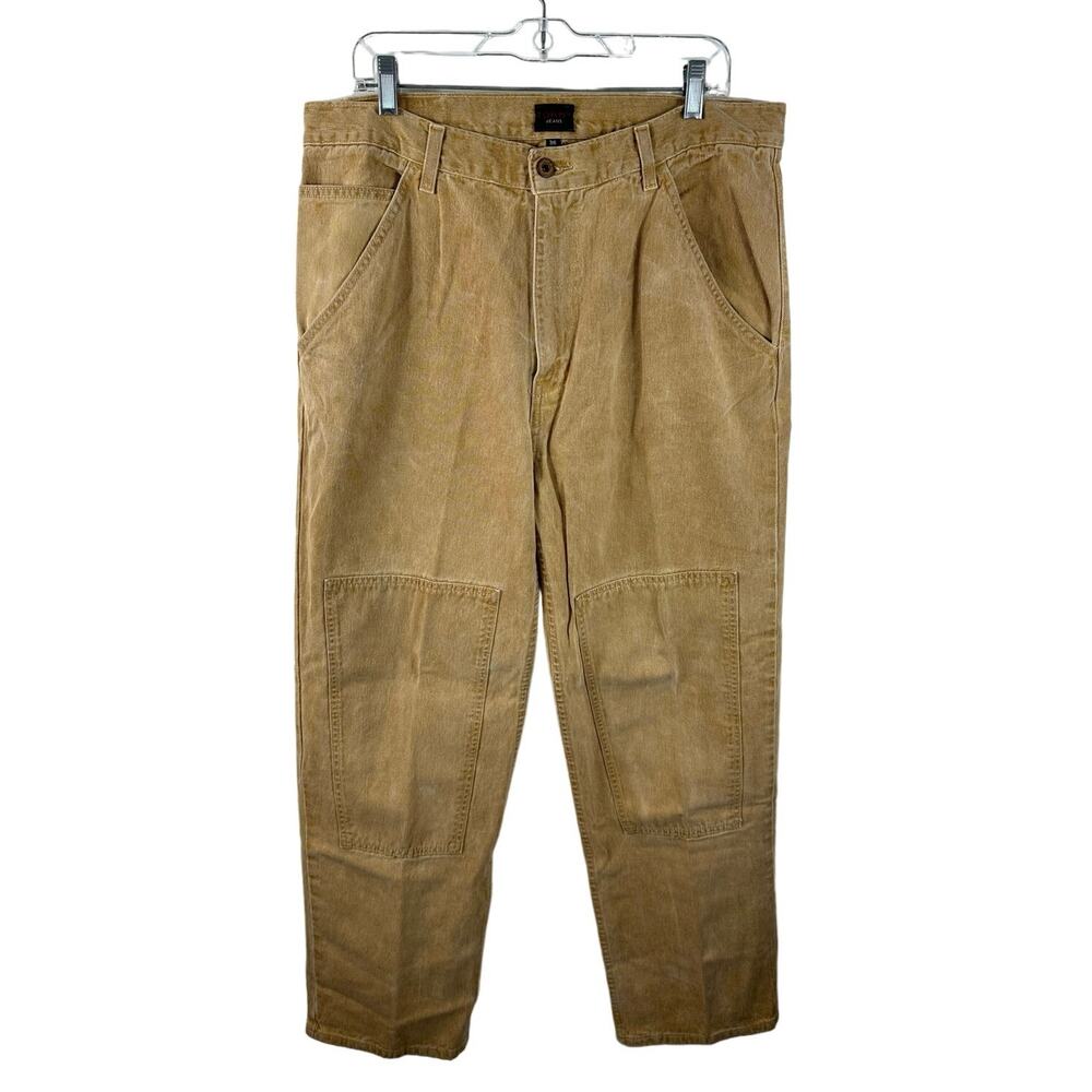 Y2K Tommy Jeans Double Knee Jeans Tan Utility Size 36x32 Streetwear